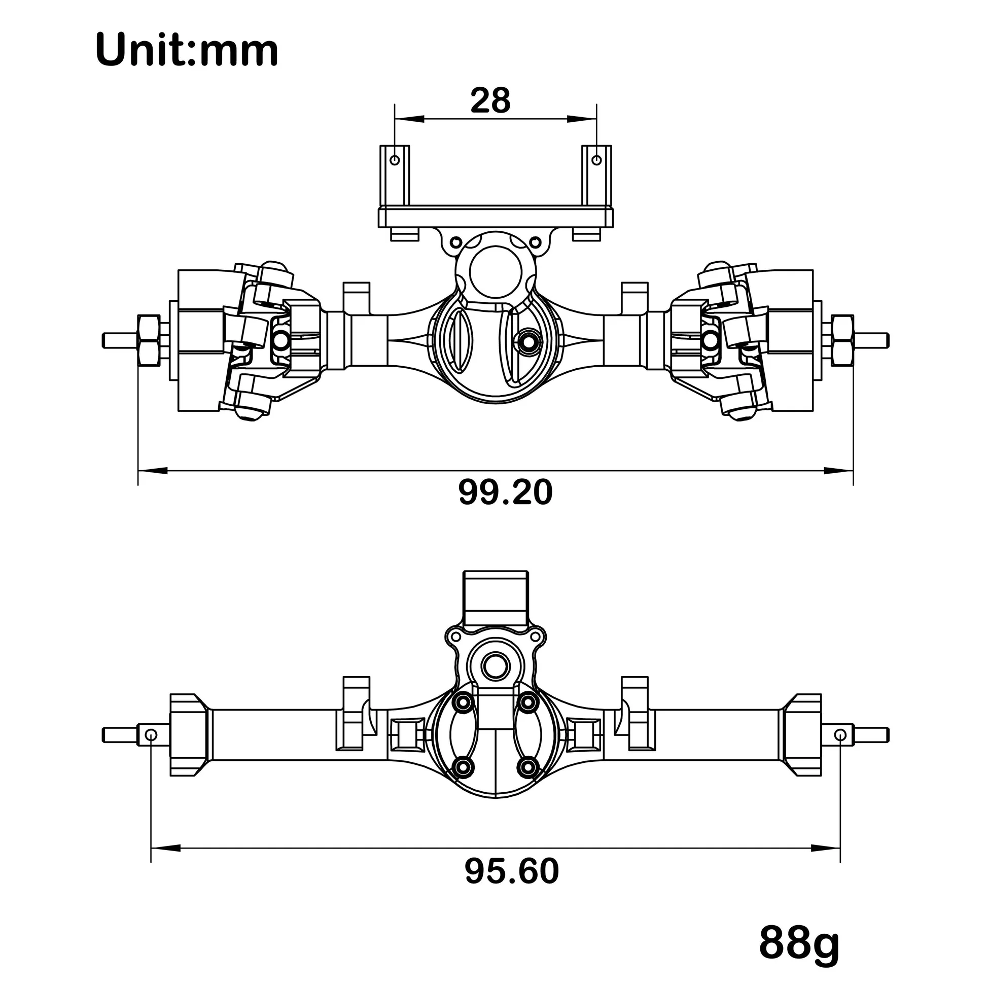 MEUS Racing | Isokinetic V2 Nylon +5mm SCX24 Front & Rear Axle Set with 3-Section CVD - Image 3